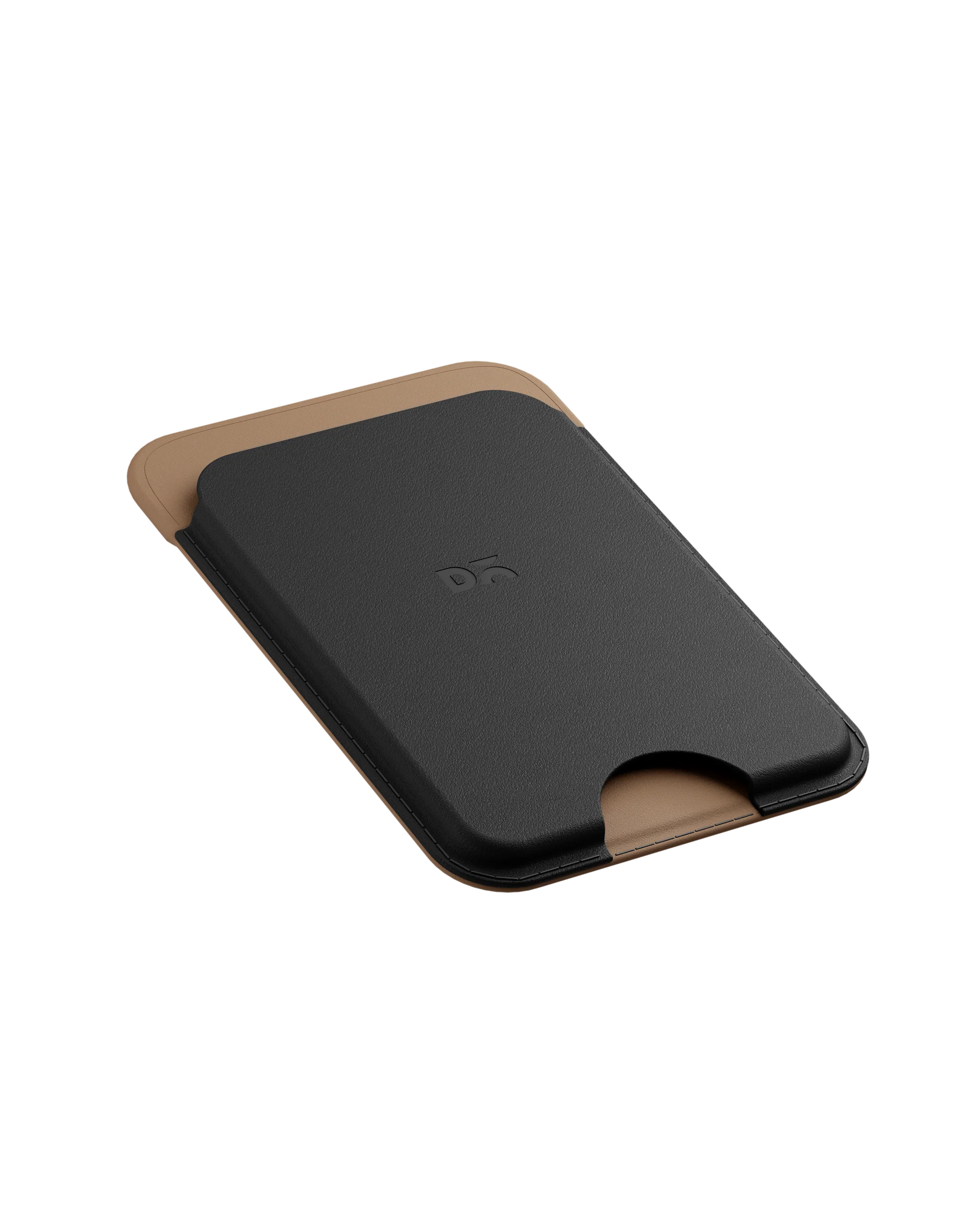 Black-Beige Leatherite MagSafe Card Wallet - Image 9