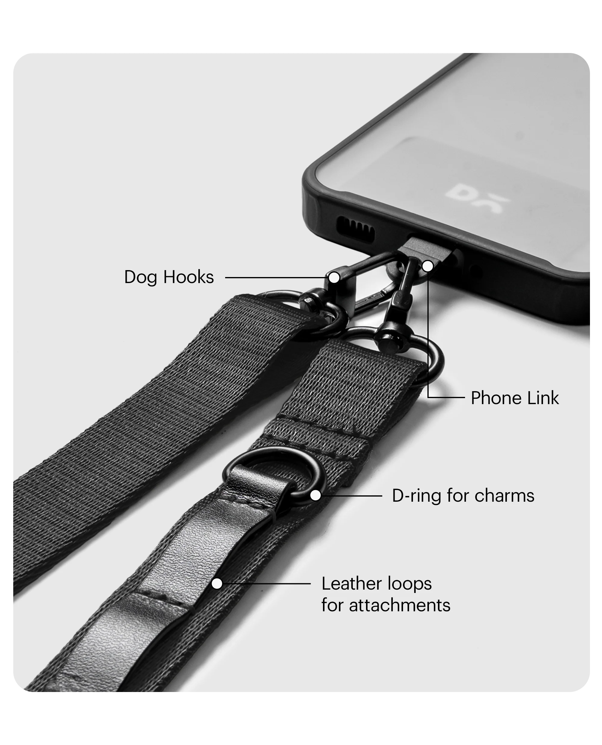 Black Crossbody Utility Phone Lanyard - Strap - Image 7