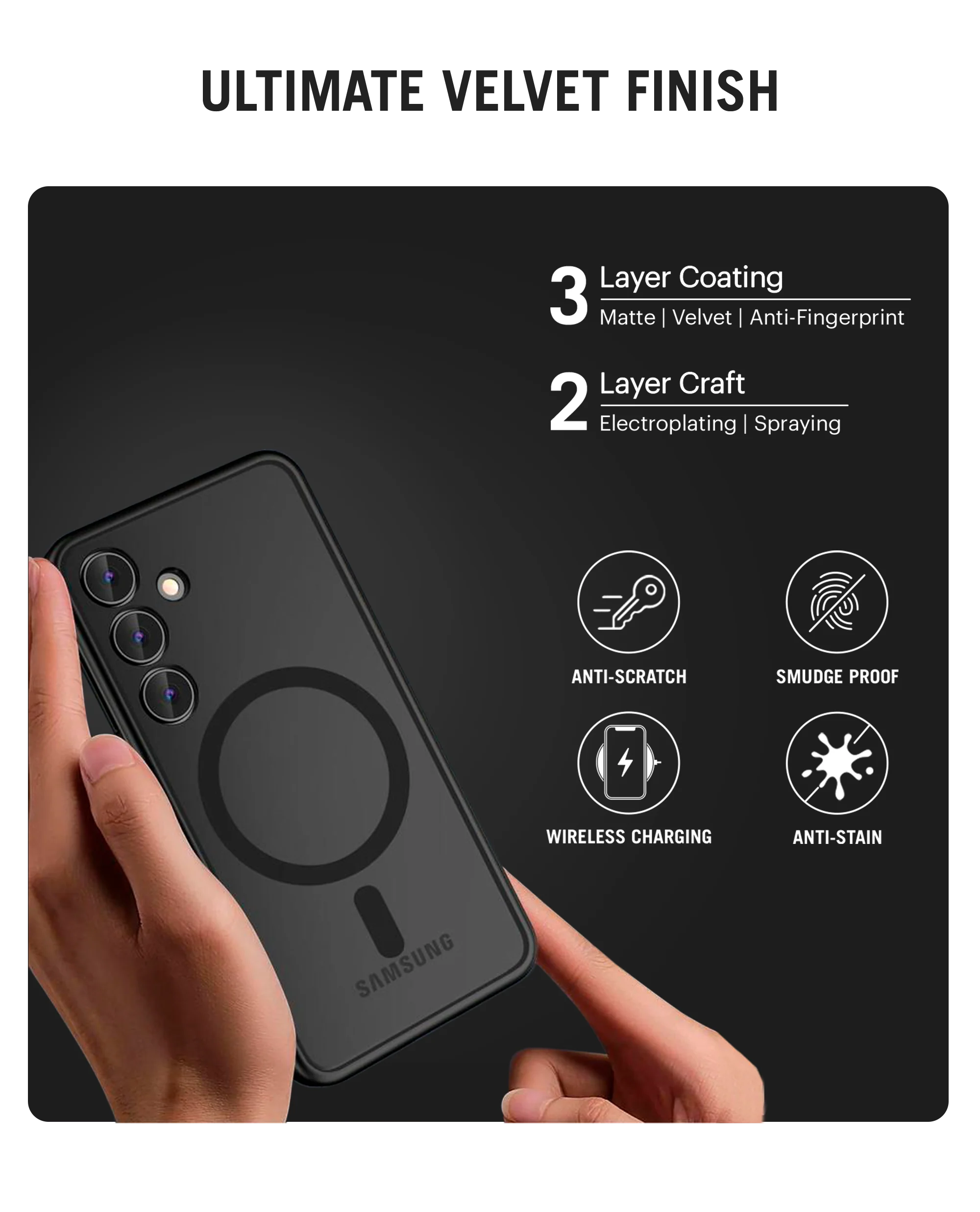 Black Nimbus Magnetic Phone Case Cover For Samsung Galaxy S24 - Image 4