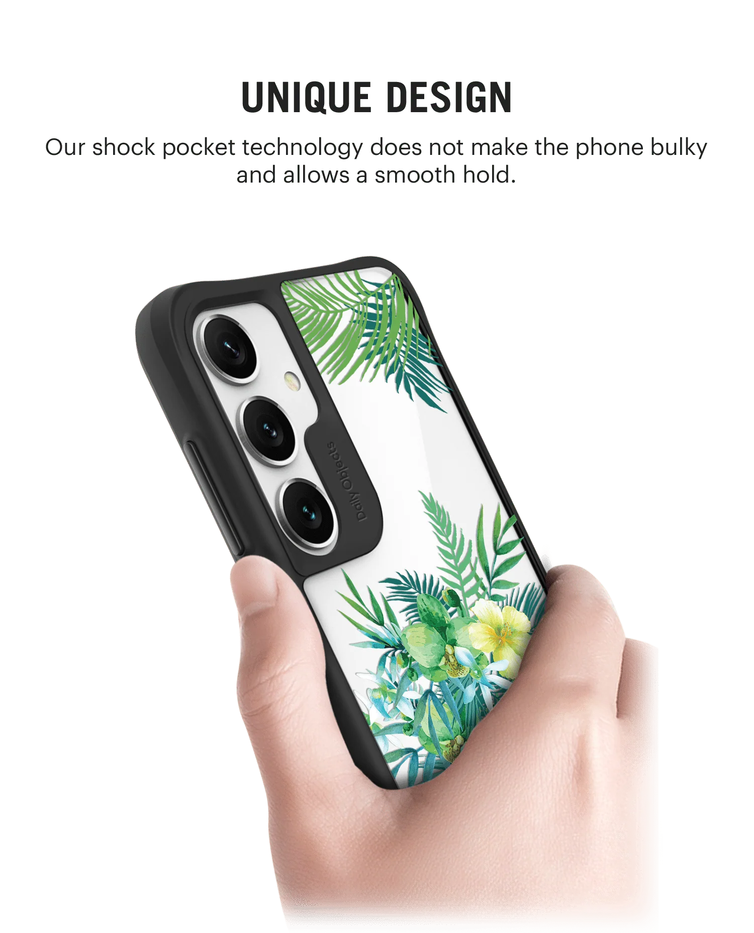 Clear Ferns & Flowers Black Hybrid Clear Case Cover For Samsung Galaxy S24 Plus - Image 2