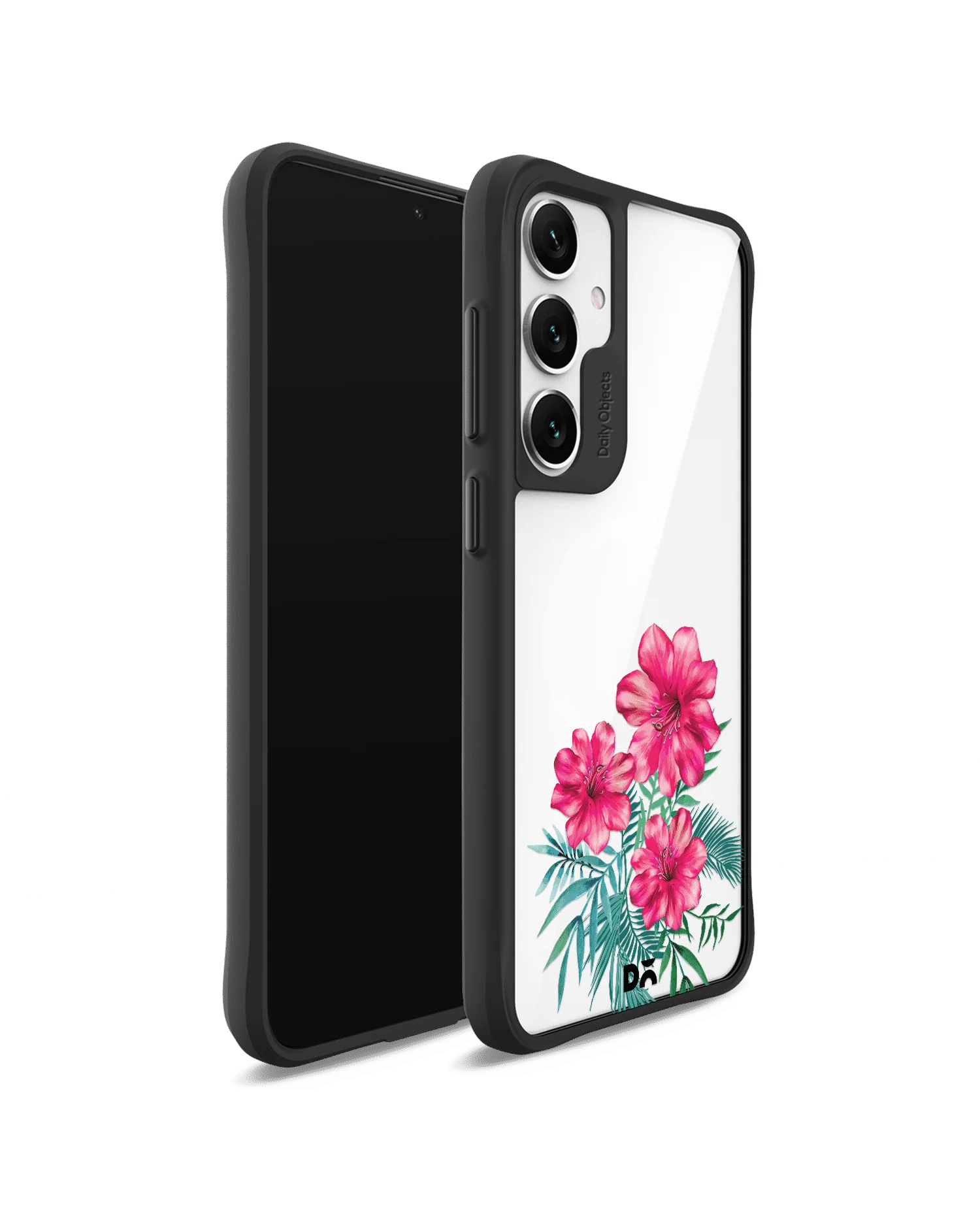 Clear Hibiscus Black Hybrid Clear Case Cover For Samsung Galaxy S24 Plus - Image 3