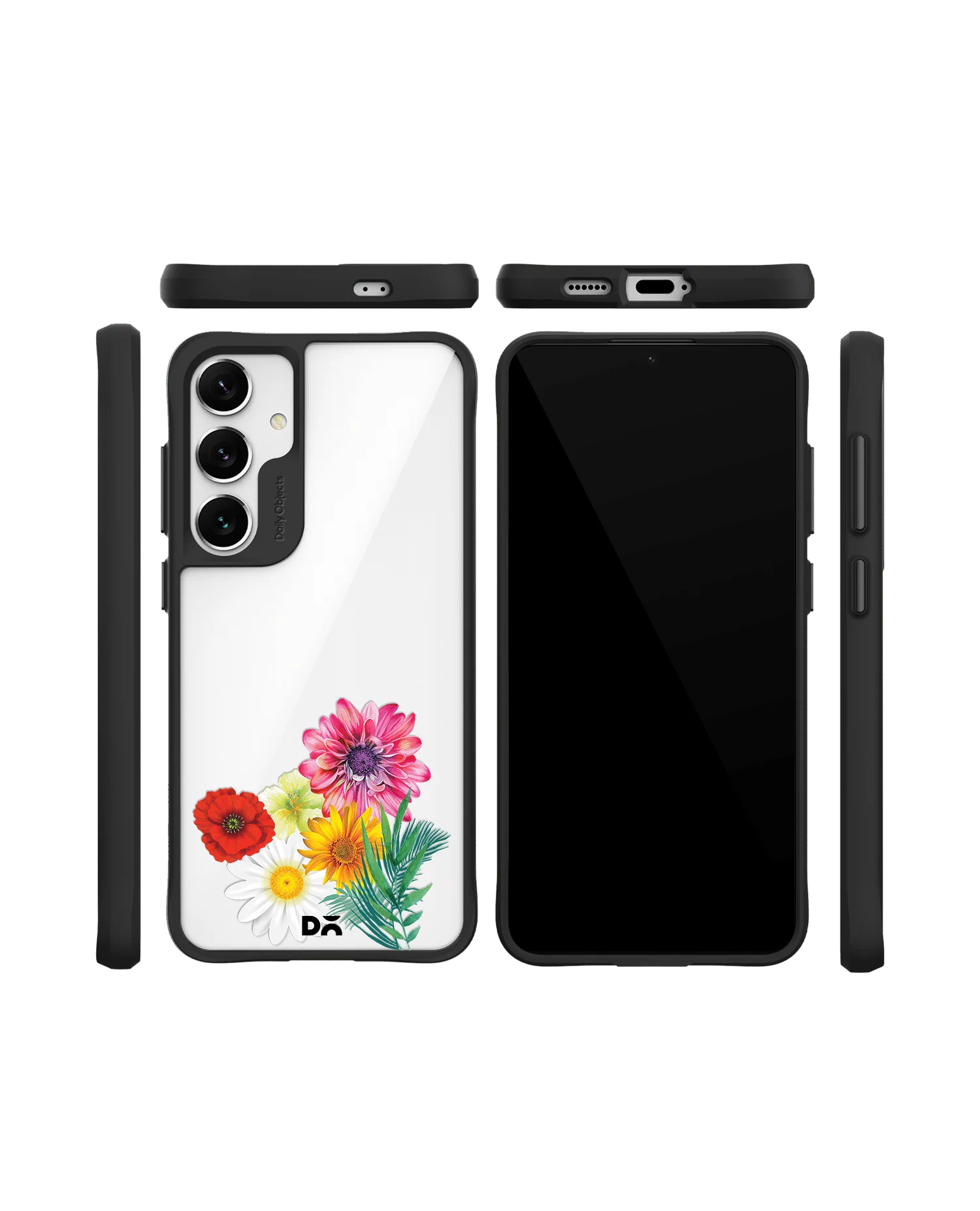 Clear Pink & Yellow Flowers Black Hybrid Clear Case Cover For Samsung Galaxy S24 Plus - Image 10