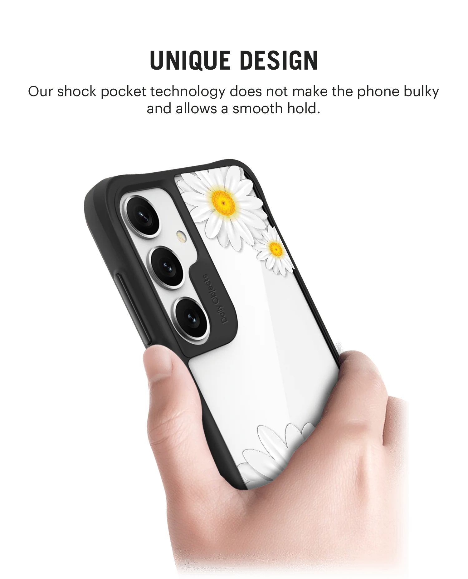 Clear Three White Daisies Black Hybrid Clear Case Cover For Samsung Galaxy S24 - Image 2