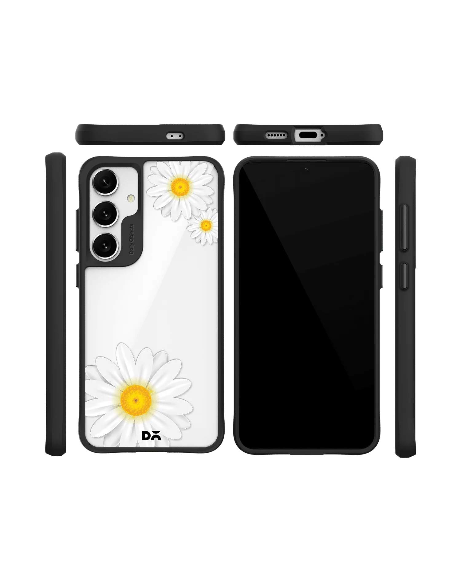 Clear Three White Daisies Black Hybrid Clear Case Cover For Samsung Galaxy S24 Plus - Image 10