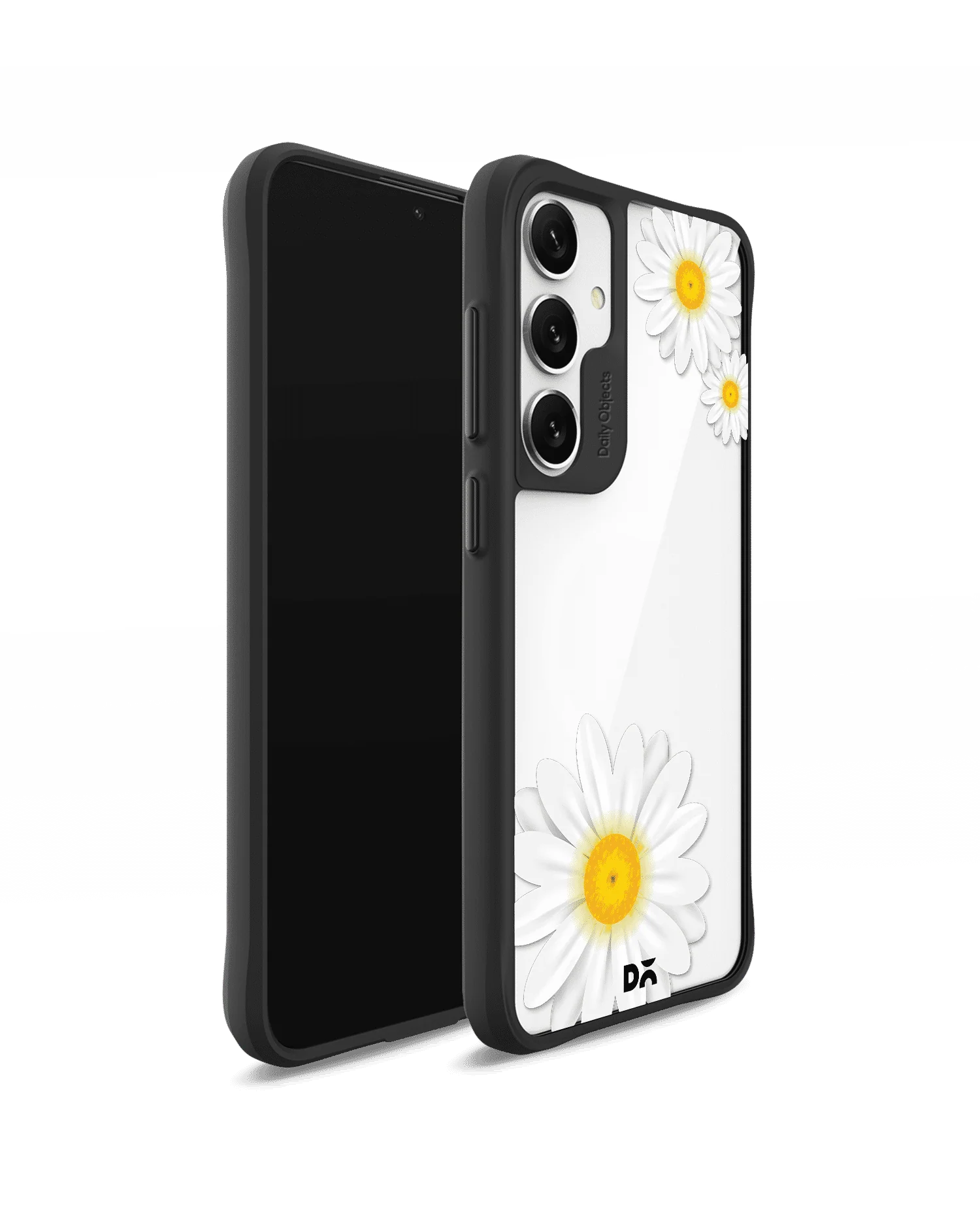 Clear Three White Daisies Black Hybrid Clear Case Cover For Samsung Galaxy S24 Plus - Image 3