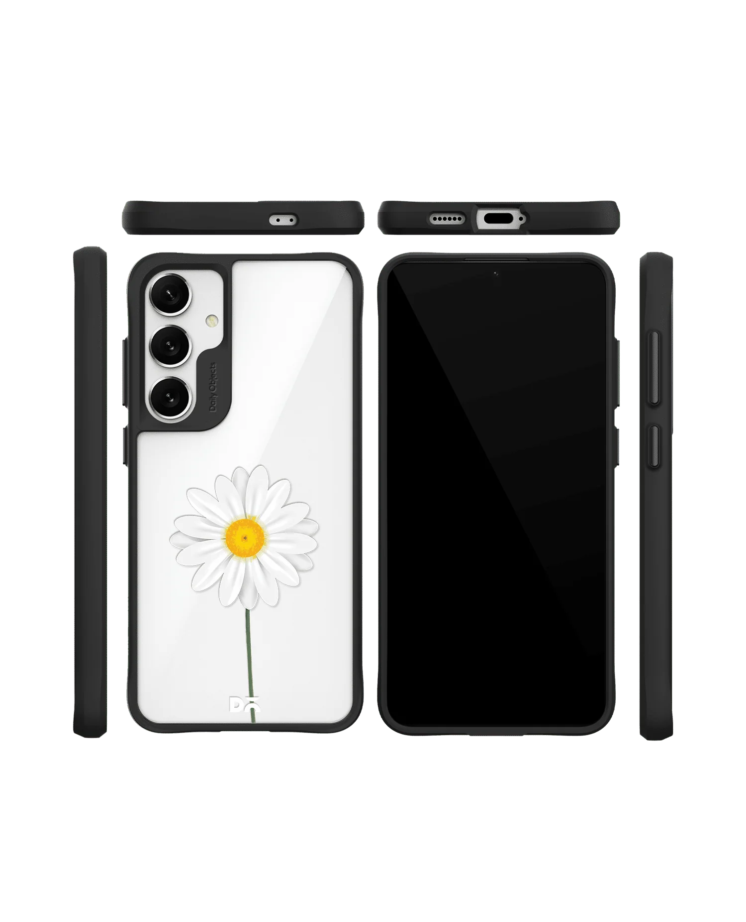 Clear White Daisy Black Hybrid Clear Case Cover For Samsung Galaxy S24 Plus - Image 10