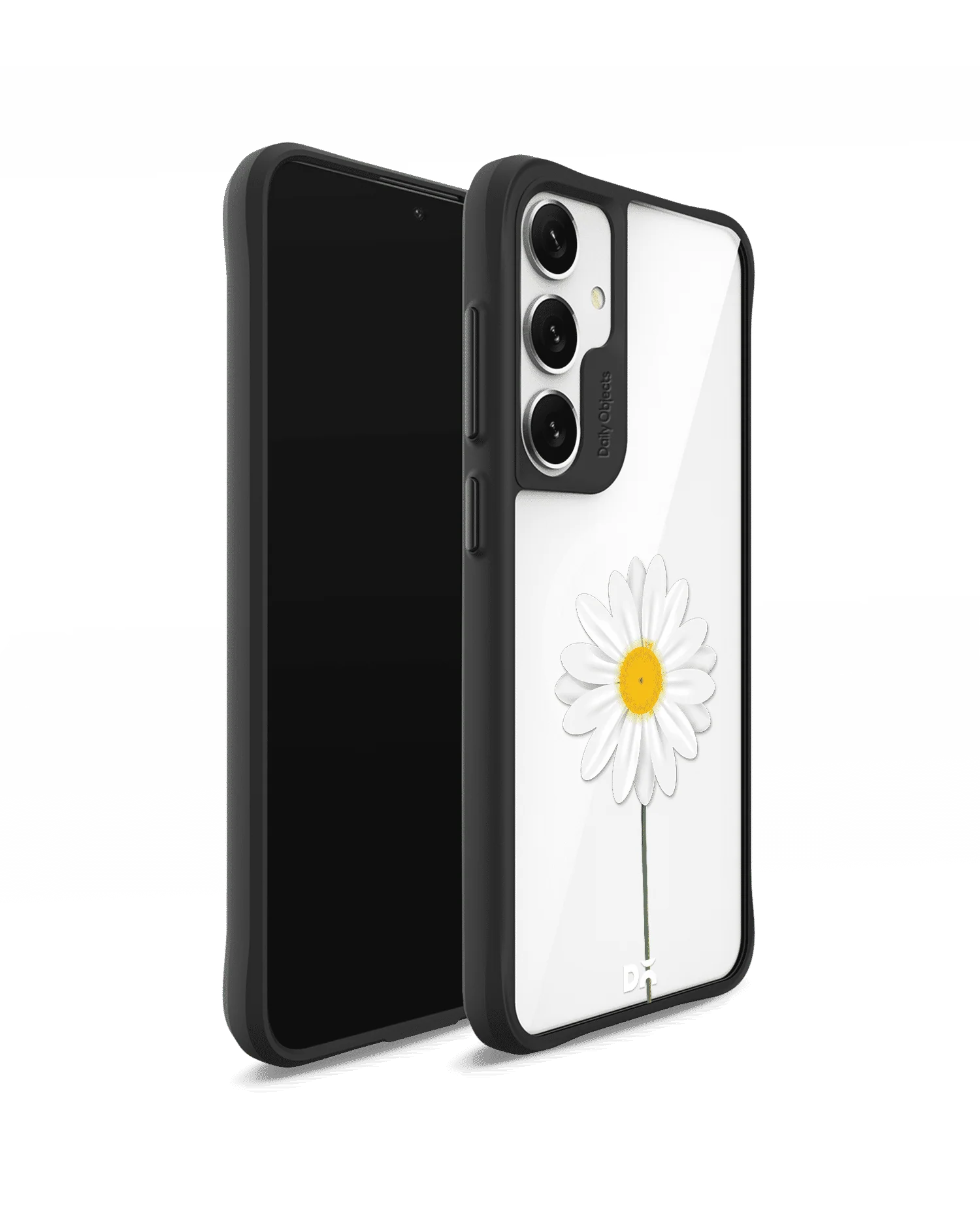 Clear White Daisy Black Hybrid Clear Case Cover For Samsung Galaxy S24 Plus - Image 3