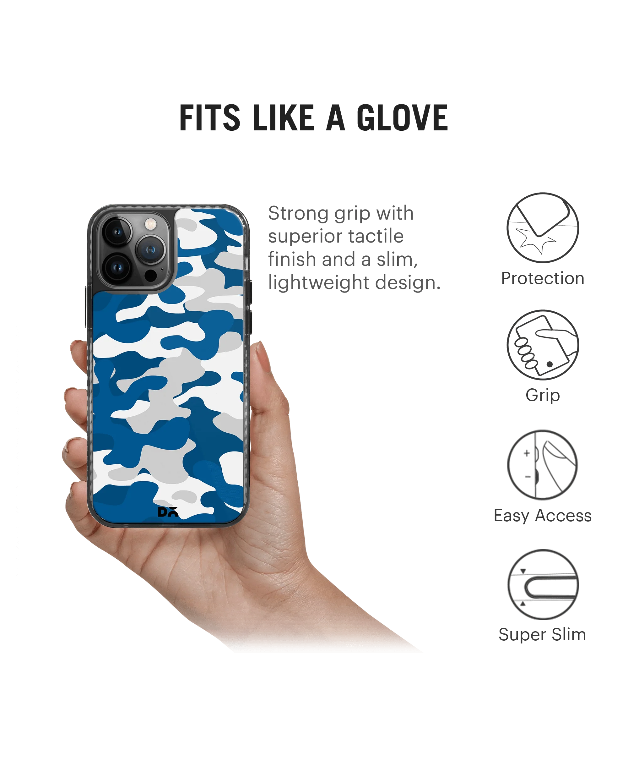 DailyObjects Camouflage Blue Stride 2.0 Case Cover For iPhone 13 Pro - Image 2