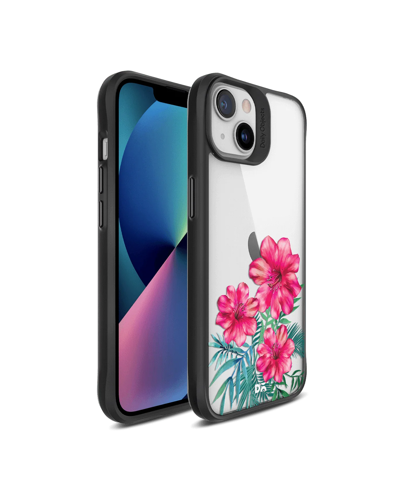 DailyObjects Clear Hibiscus Black Hybrid Clear Case Cover For iPhone 13 Mini - Image 3