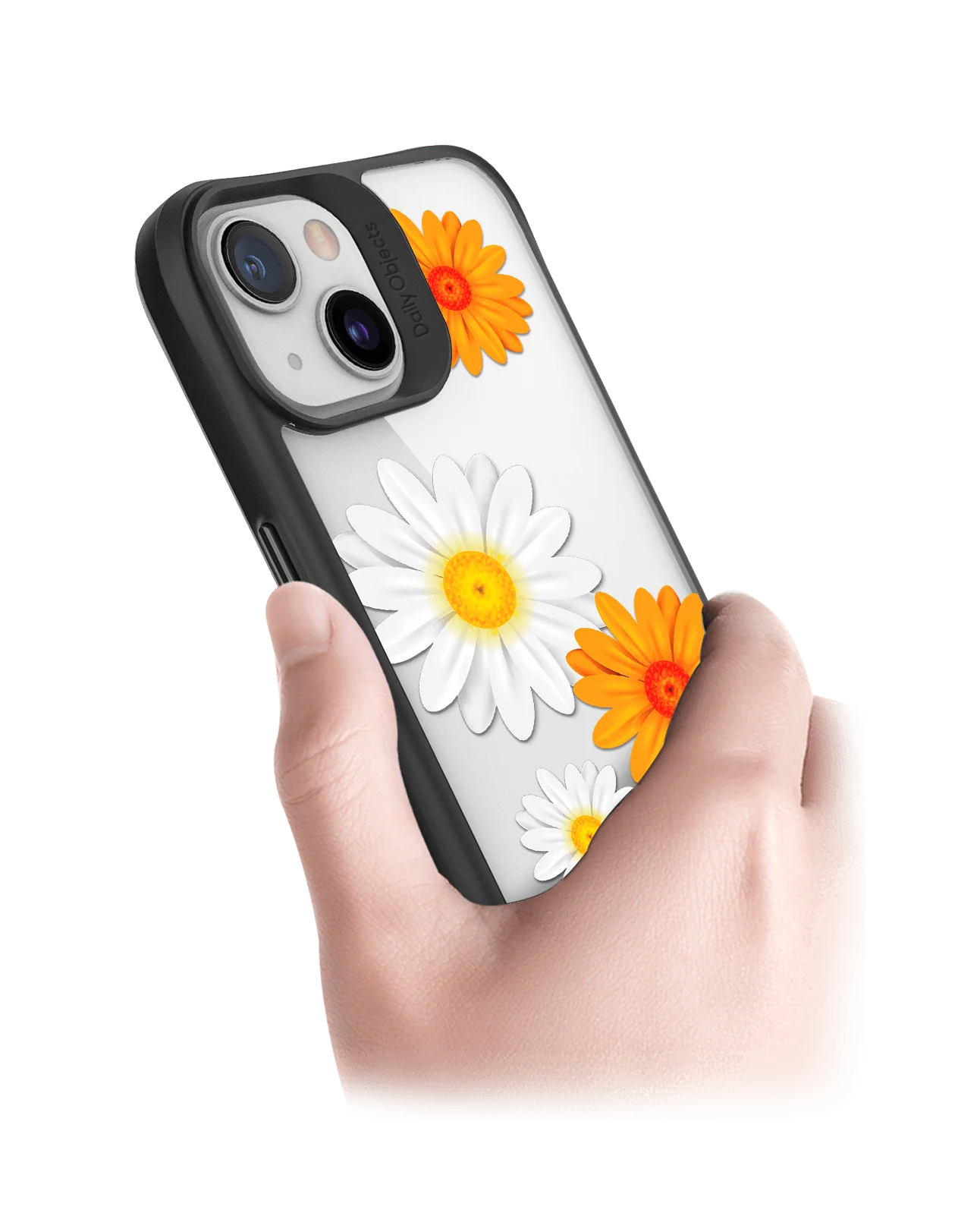 DailyObjects Clear Painted Flowers Black Hybrid Clear Case Cover For iPhone 13 Mini - Image 2