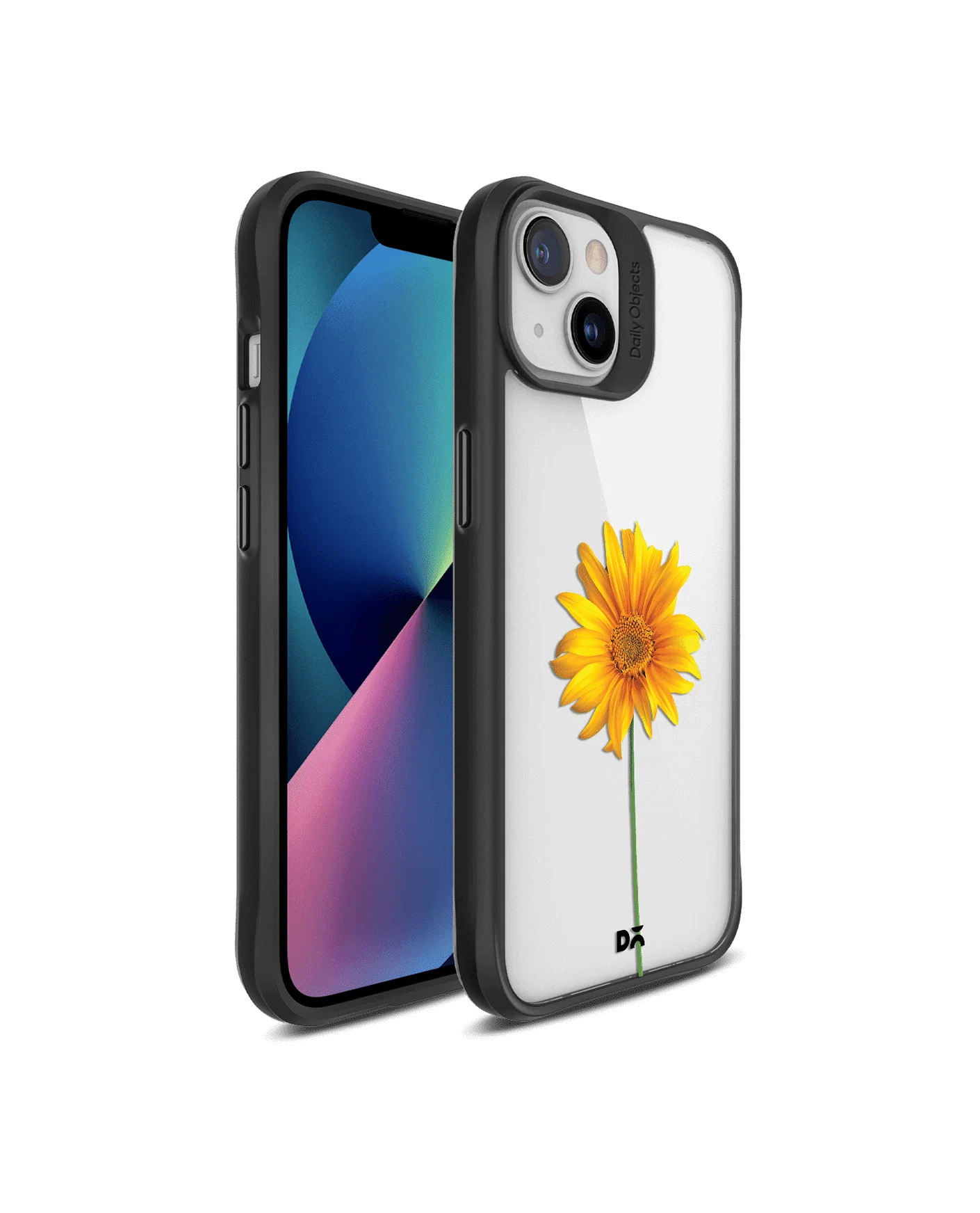 DailyObjects Clear Sunflower Black Hybrid Clear Case Cover For iPhone 13 Mini - Image 3