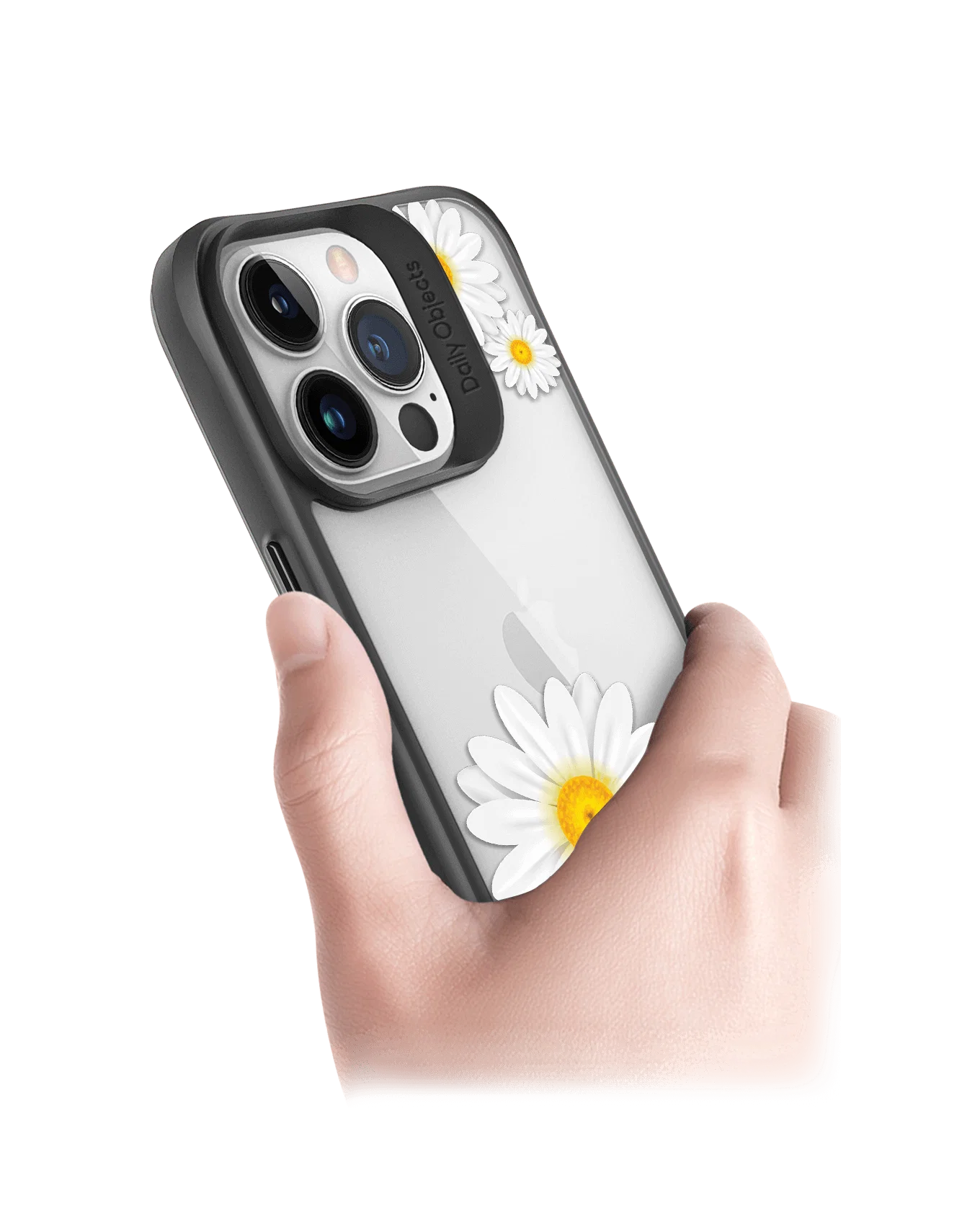 DailyObjects Clear Three White Daisies Black Hybrid Clear Phone Case Cover For iPhone 14 Pro Max - Image 2