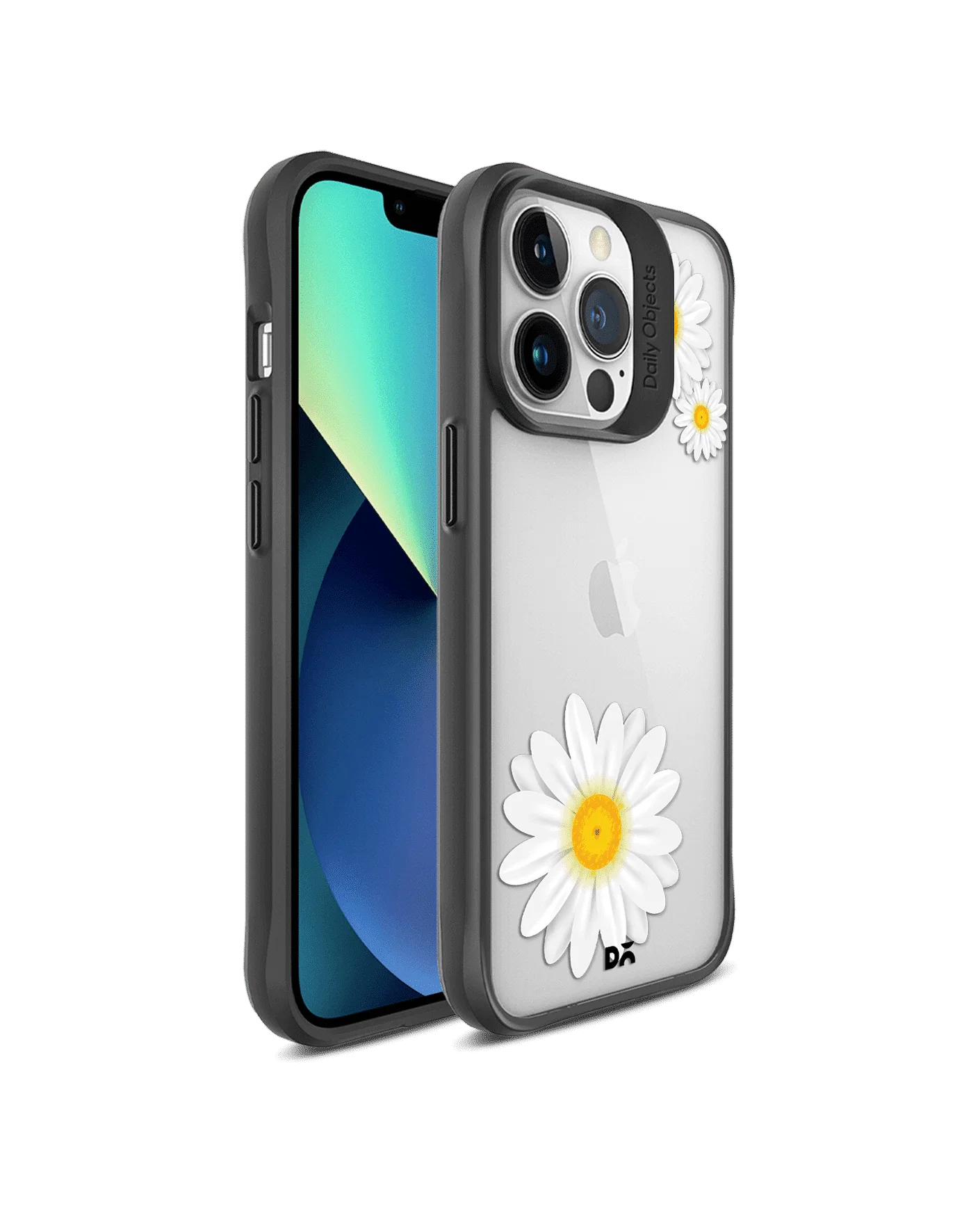 DailyObjects Clear Three White Daisies Black Hybrid Clear Phone Case Cover For iPhone 14 Pro Max - Image 3