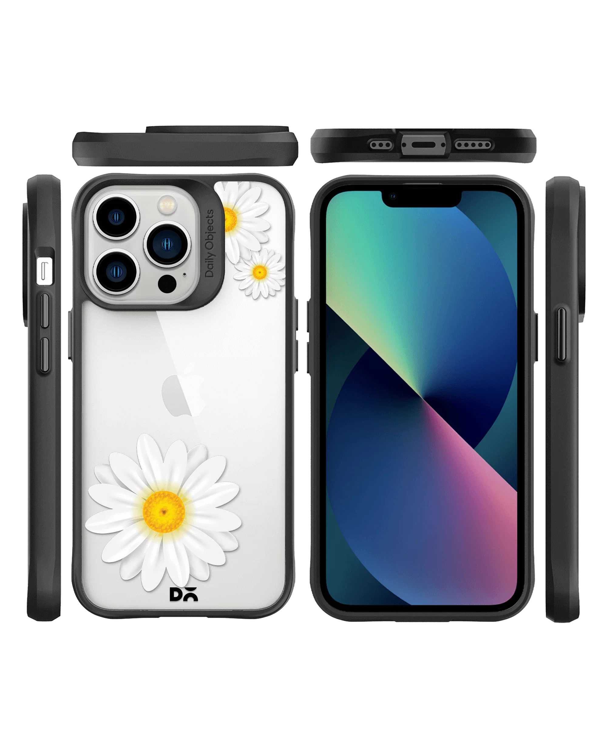 DailyObjects Clear Three White Daisies Black Hybrid Clear Phone Case Cover For iPhone 14 Pro Max - Image 9