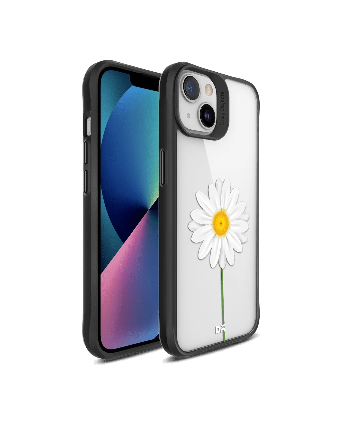 DailyObjects Clear White Daisy Black Hybrid Clear Case Cover For iPhone 13 Mini - Image 3