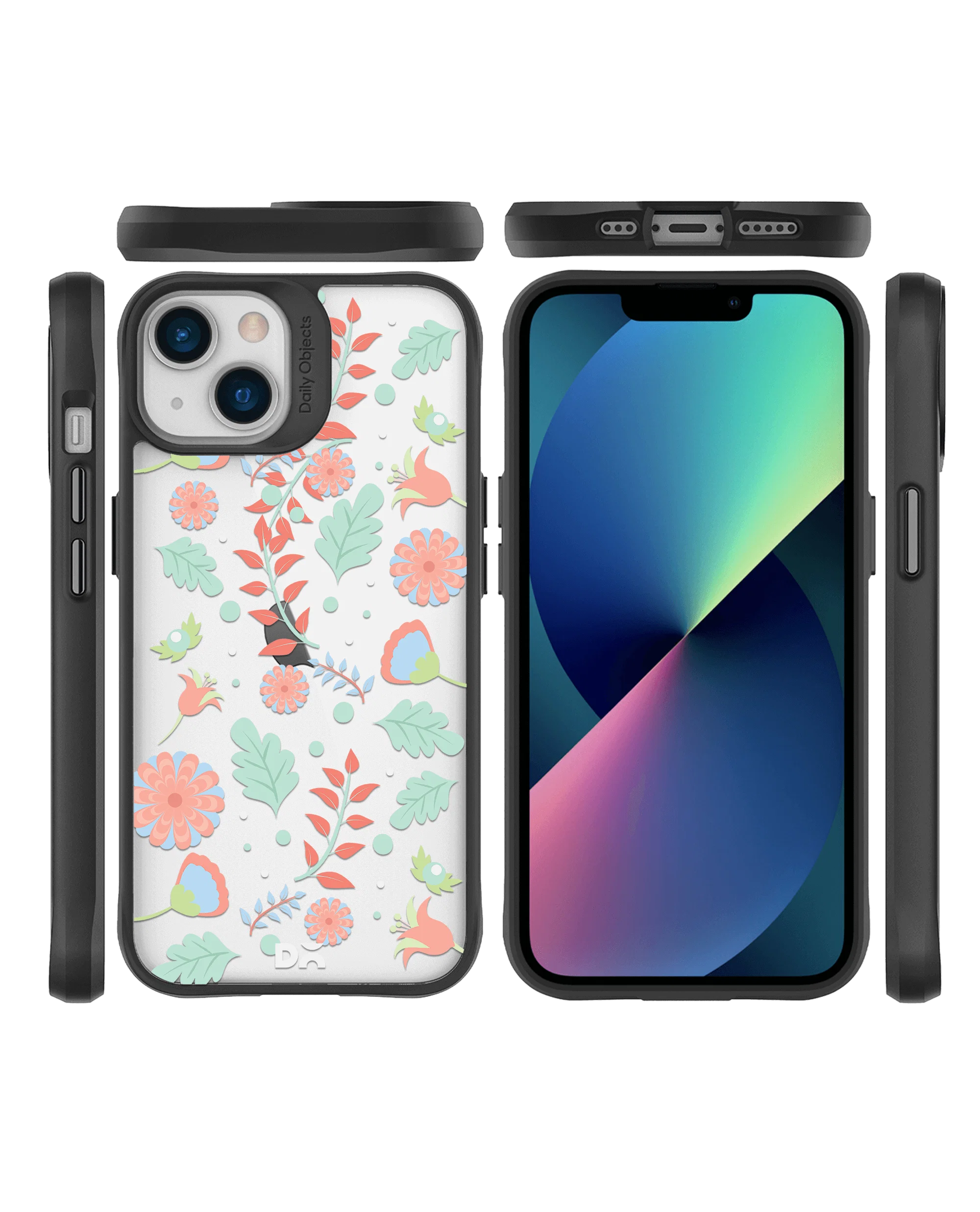 DailyObjects Ferns And Petals Black Hybrid Clear Case Cover For iPhone 13 Mini - Image 10