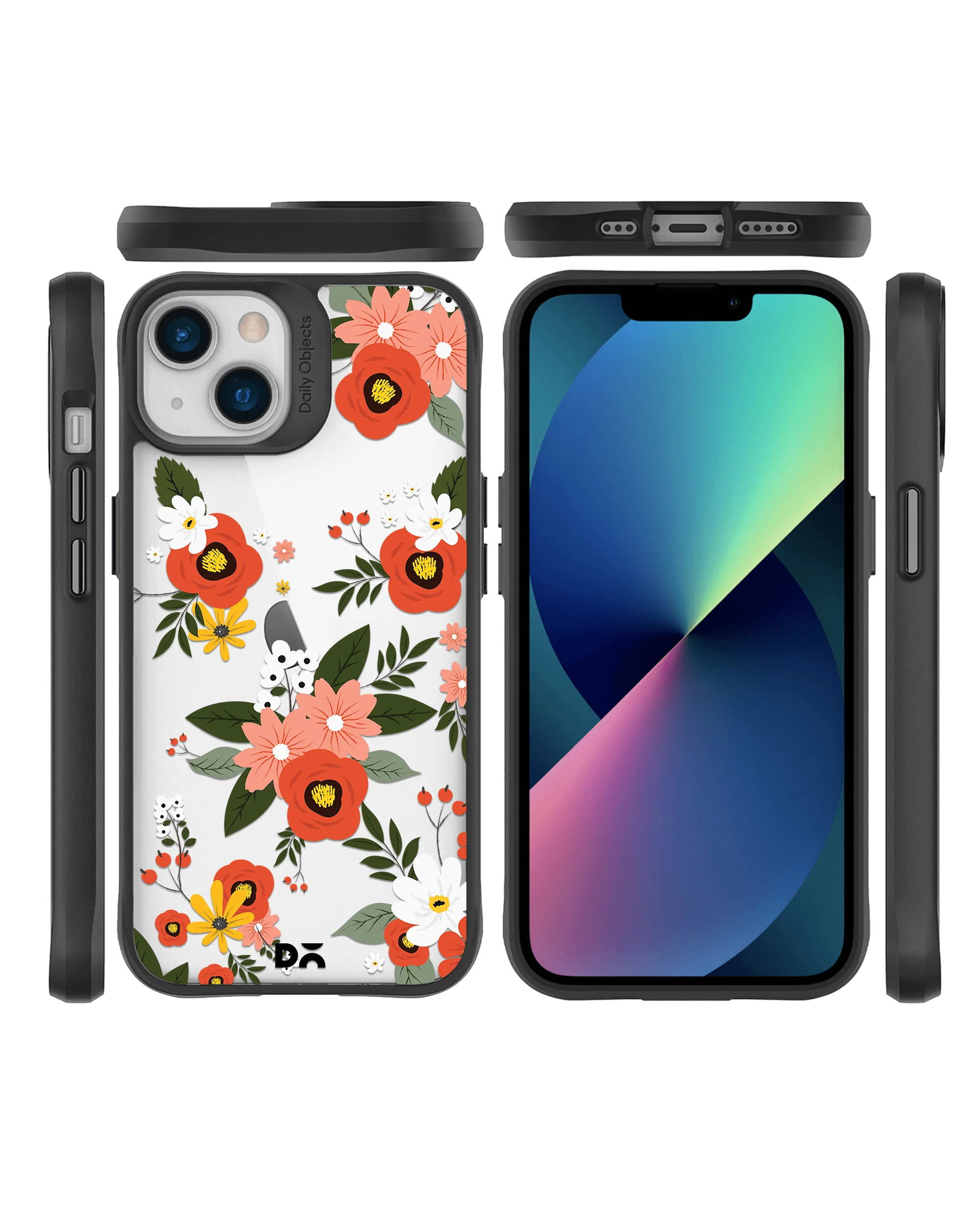 DailyObjects Flower Bunch Black Hybrid Clear Case Cover For iPhone 13 Mini - Image 10