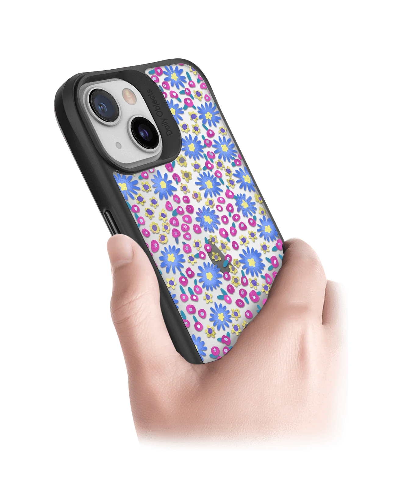 DailyObjects Glittering Daisy Black Hybrid Clear Case Cover For iPhone 13 Mini - Image 2
