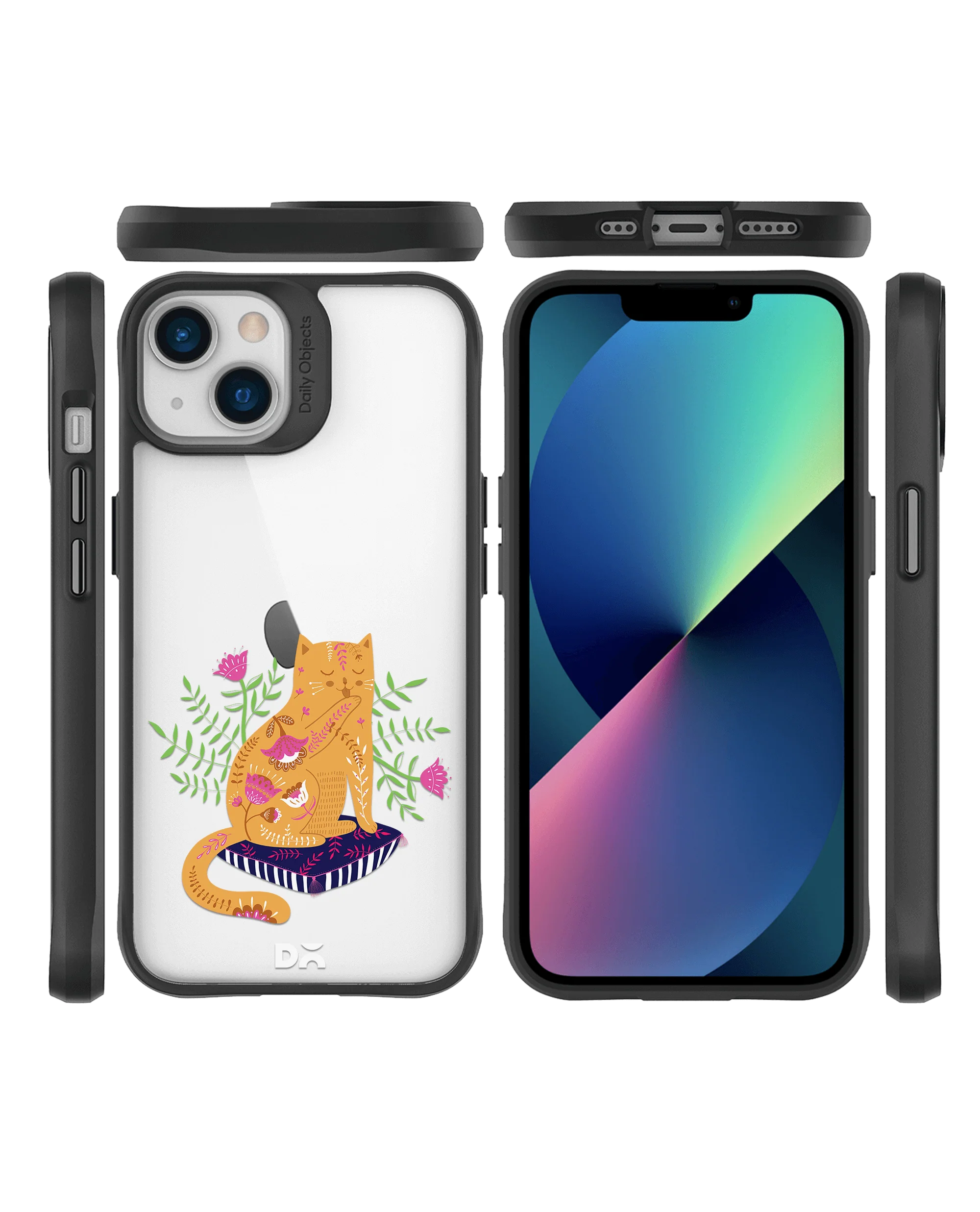 DailyObjects Happy Kitty Black Hybrid Clear Case Cover For iPhone 13 Mini - Image 10