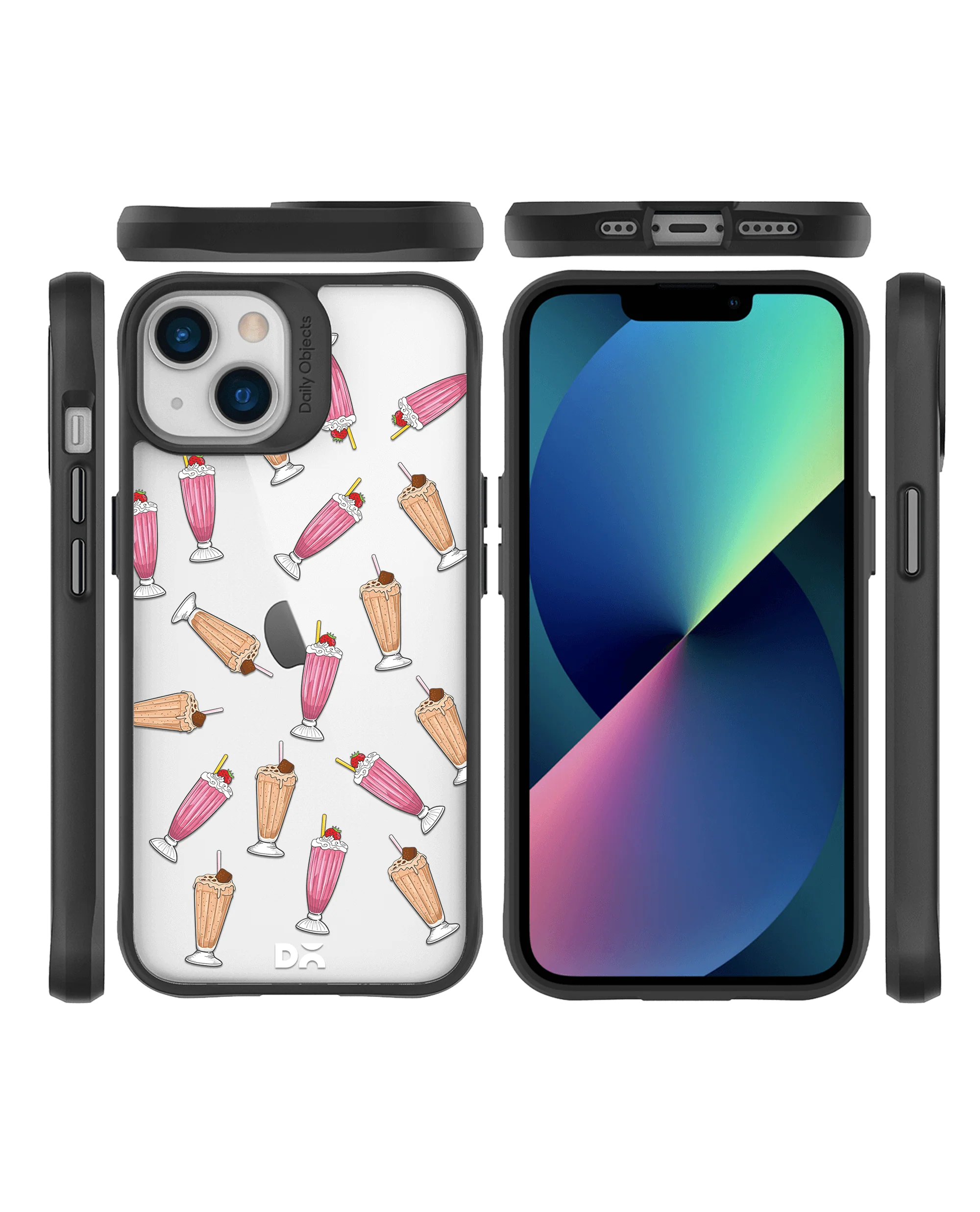 DailyObjects Milkshake Icon Black Hybrid Clear Case Cover For iPhone 13 Mini - Image 10