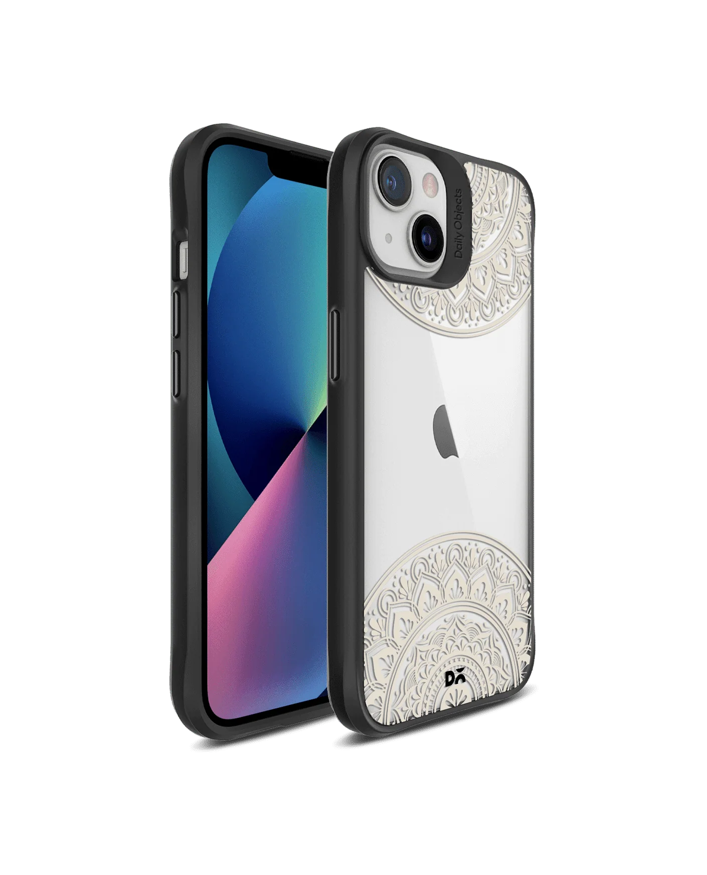 DailyObjects Off White Mandala Black Hybrid Clear Case Cover For iPhone 13 Mini - Image 3