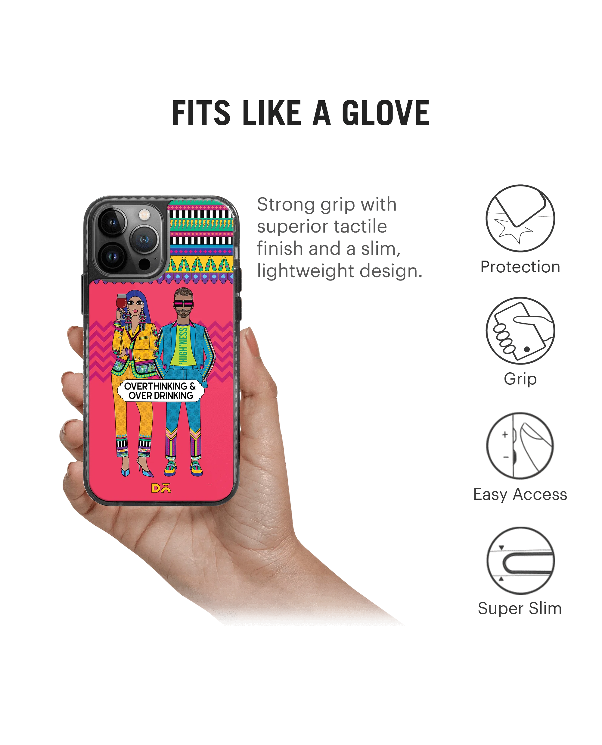 DailyObjects Overthinking & Overdrinking Stride 2.0 Phone Case Cover For iPhone 14 Pro - Image 2