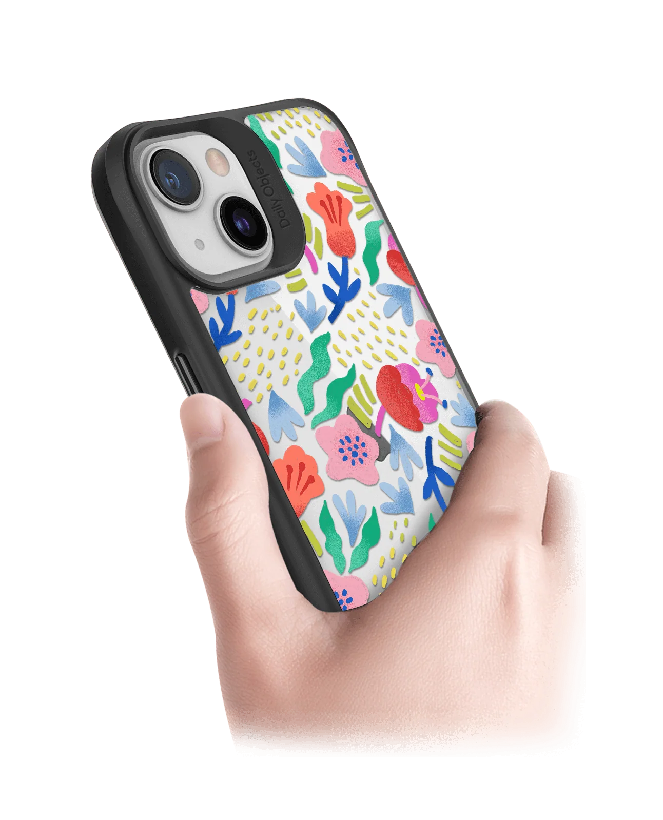 DailyObjects Pastel Tulips Black Hybrid Clear Case Cover For iPhone 13 Mini - Image 2