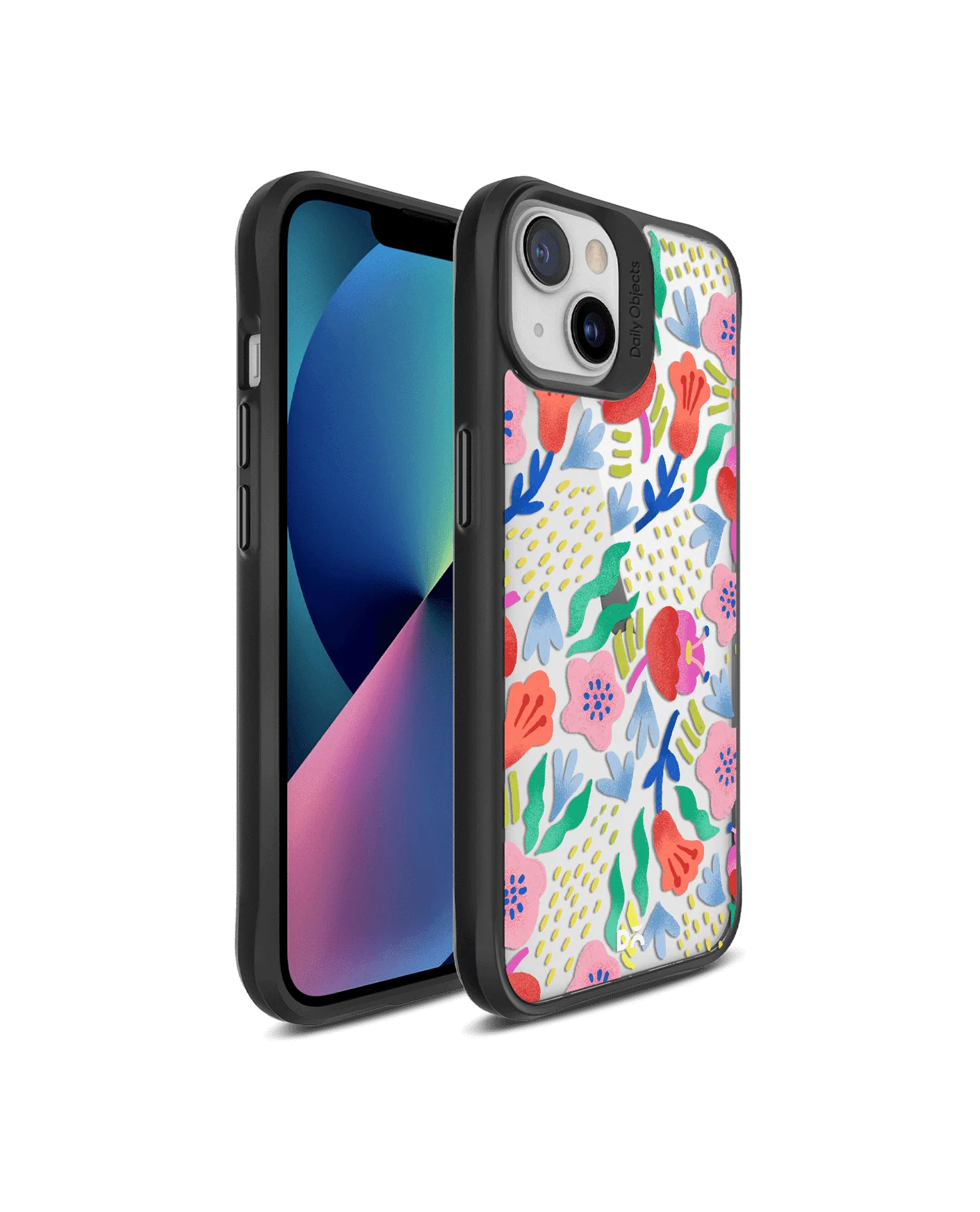 DailyObjects Pastel Tulips Black Hybrid Clear Case Cover For iPhone 13 Mini - Image 3