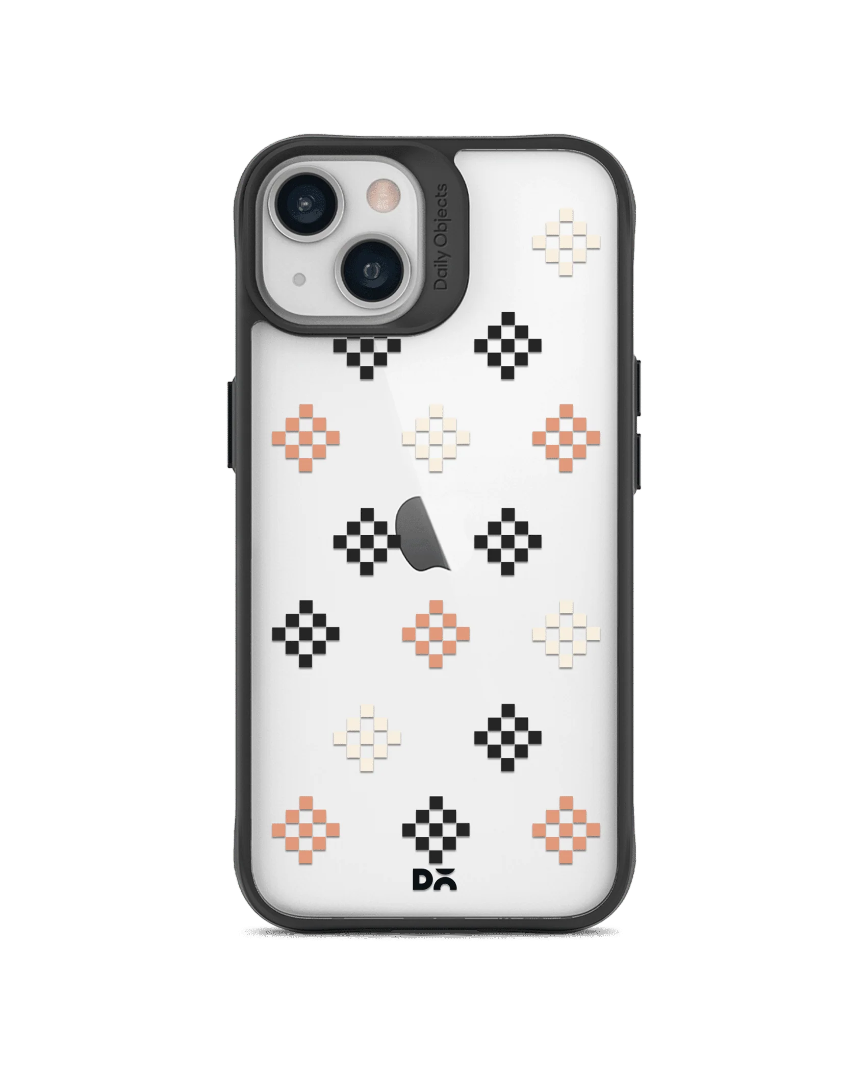 DailyObjects Peach Diamonds Black Hybrid Clear Case Cover For iPhone 13 Mini
