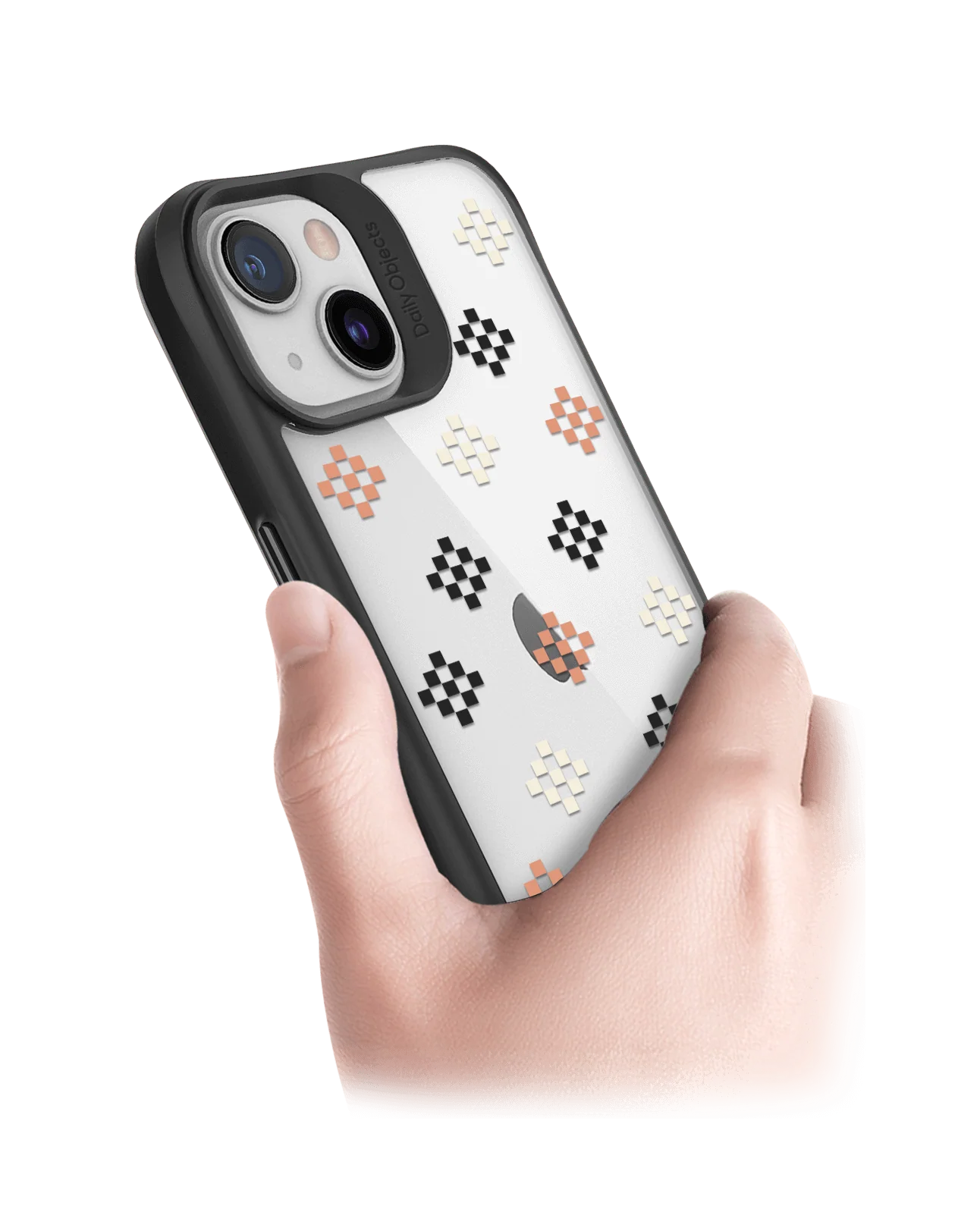 DailyObjects Peach Diamonds Black Hybrid Clear Case Cover For iPhone 13 Mini - Image 2