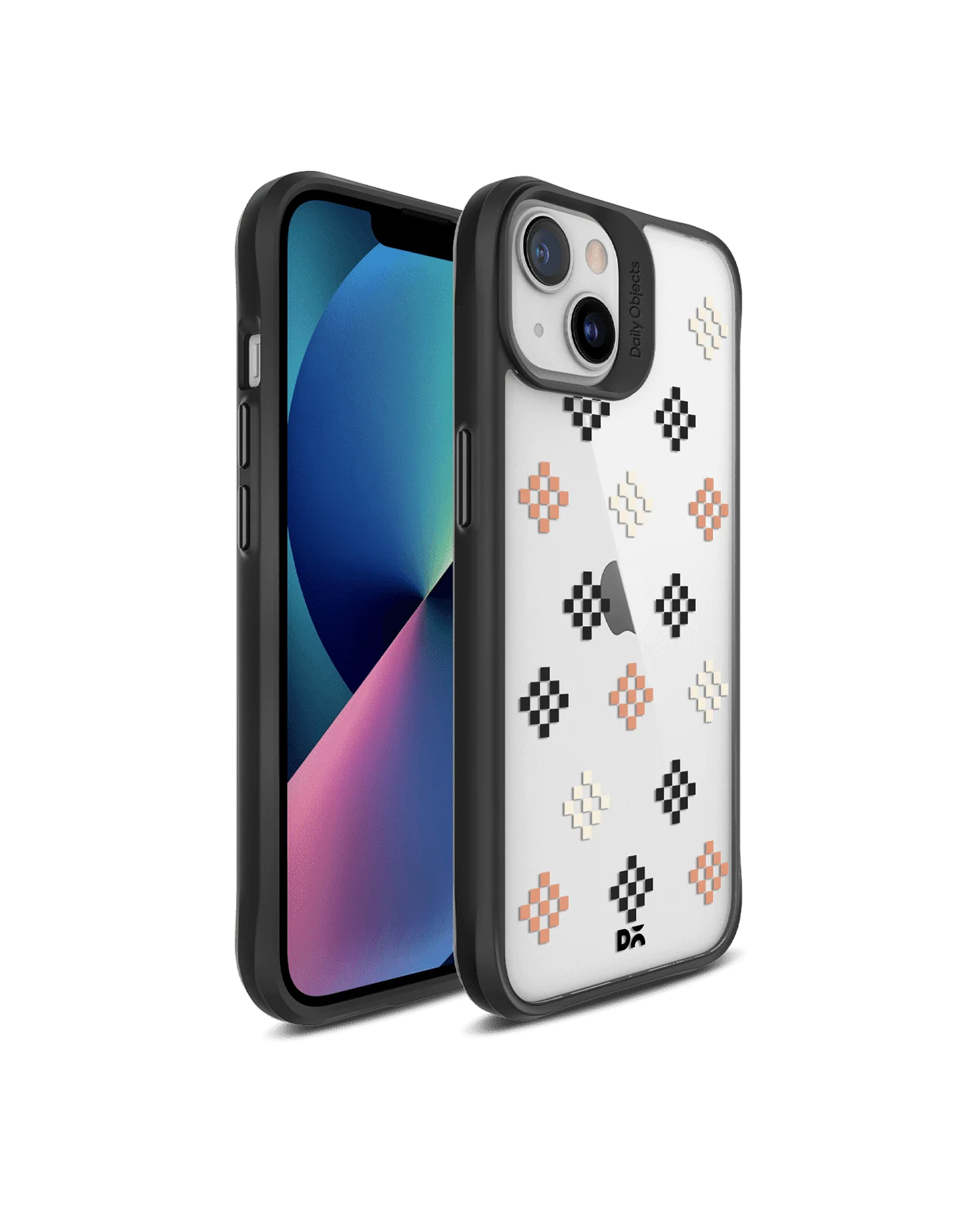 DailyObjects Peach Diamonds Black Hybrid Clear Case Cover For iPhone 13 Mini - Image 3