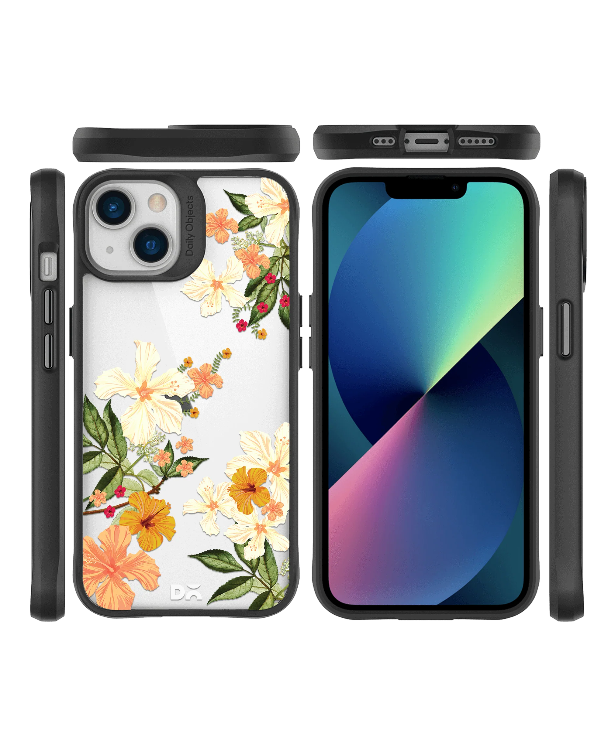 DailyObjects Yellow Hibiscus Black Hybrid Clear Case Cover For iPhone 13 Mini - Image 10