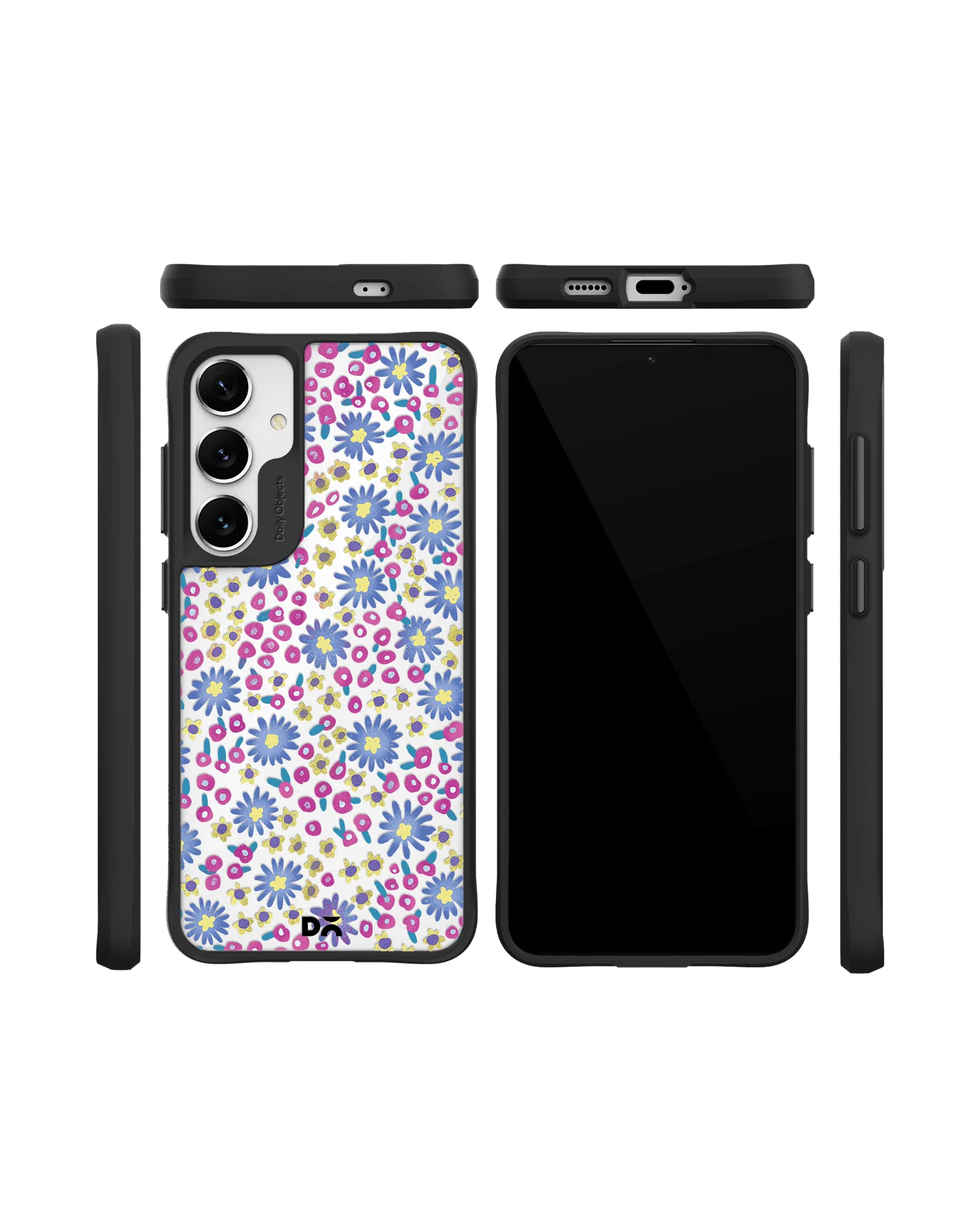 Glittering Daisy Black Hybrid Clear Case Cover For Samsung Galaxy S24 Plus - Image 10