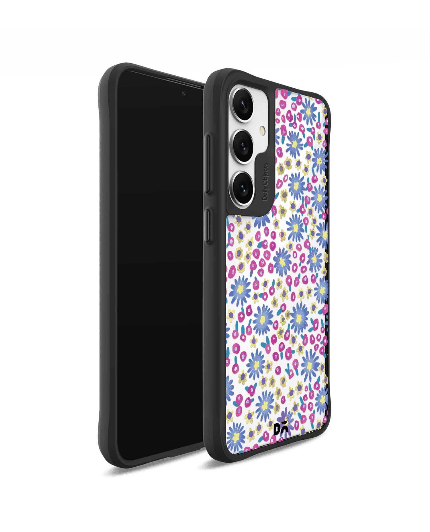 Glittering Daisy Black Hybrid Clear Case Cover For Samsung Galaxy S24 Plus - Image 3