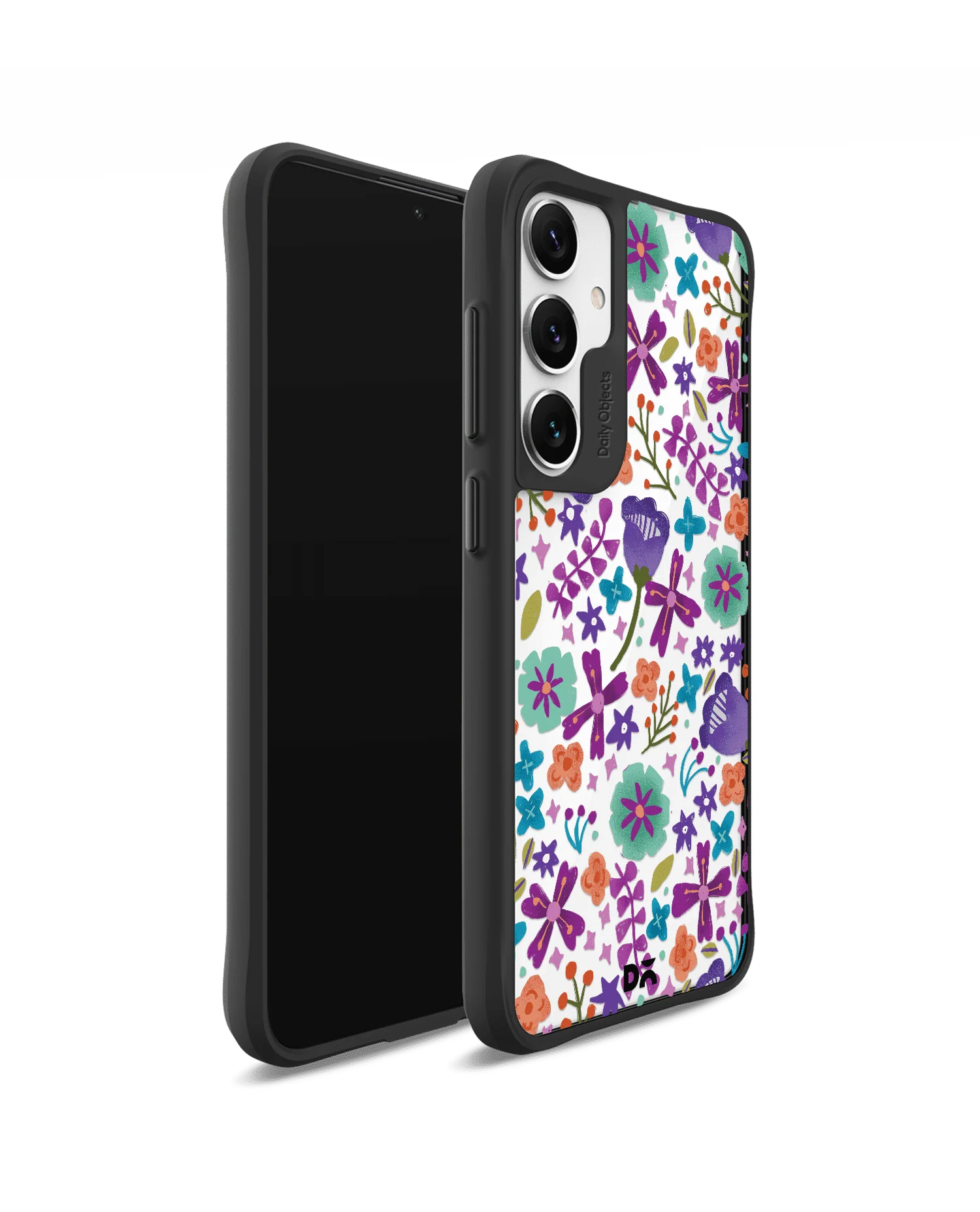Lilac Bellflower Black Hybrid Clear Case Cover For Samsung Galaxy S24 Plus - Image 3
