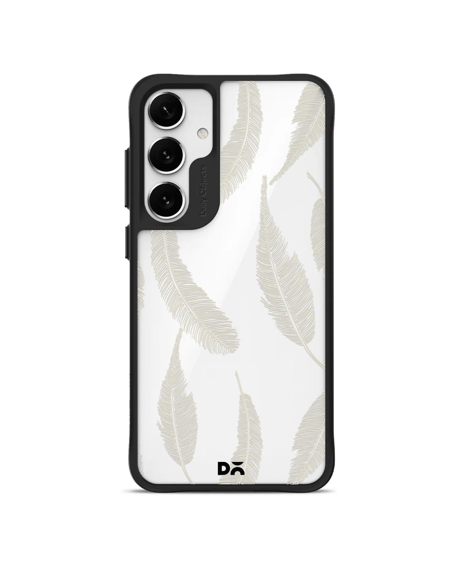 Off White Feathers Black Hybrid Clear Case Cover For Samsung Galaxy S24 Plus