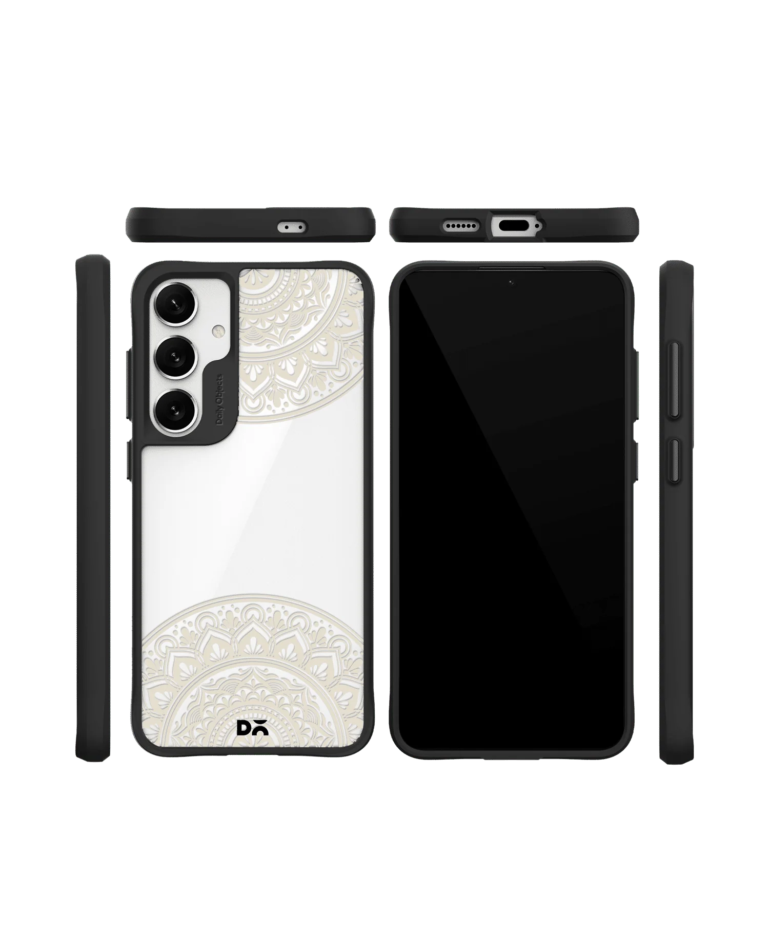 Off White Mandala Black Hybrid Clear Case Cover For Samsung Galaxy S24 - Image 10