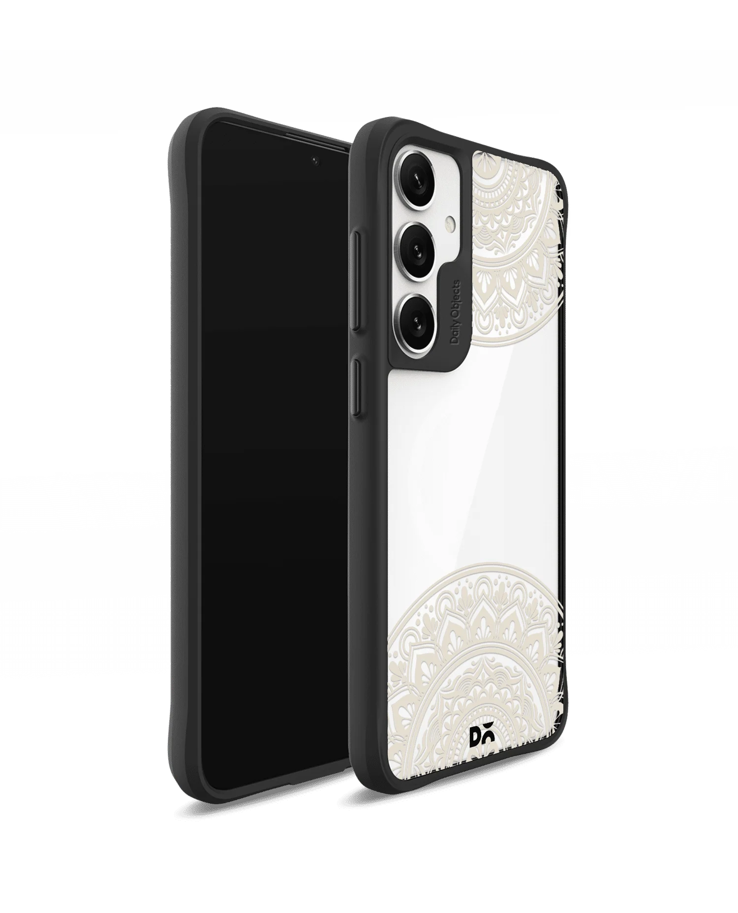 Off White Mandala Black Hybrid Clear Case Cover For Samsung Galaxy S24 Plus - Image 3