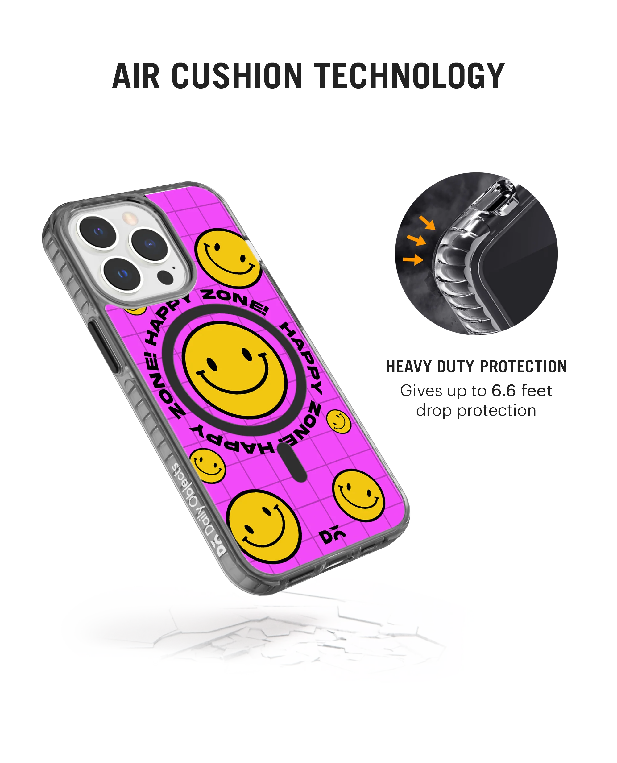 Pink Happy Zone Stride 2.0 Clear MagSafe Phone Case Cover For iPhone 15 Pro - Image 5