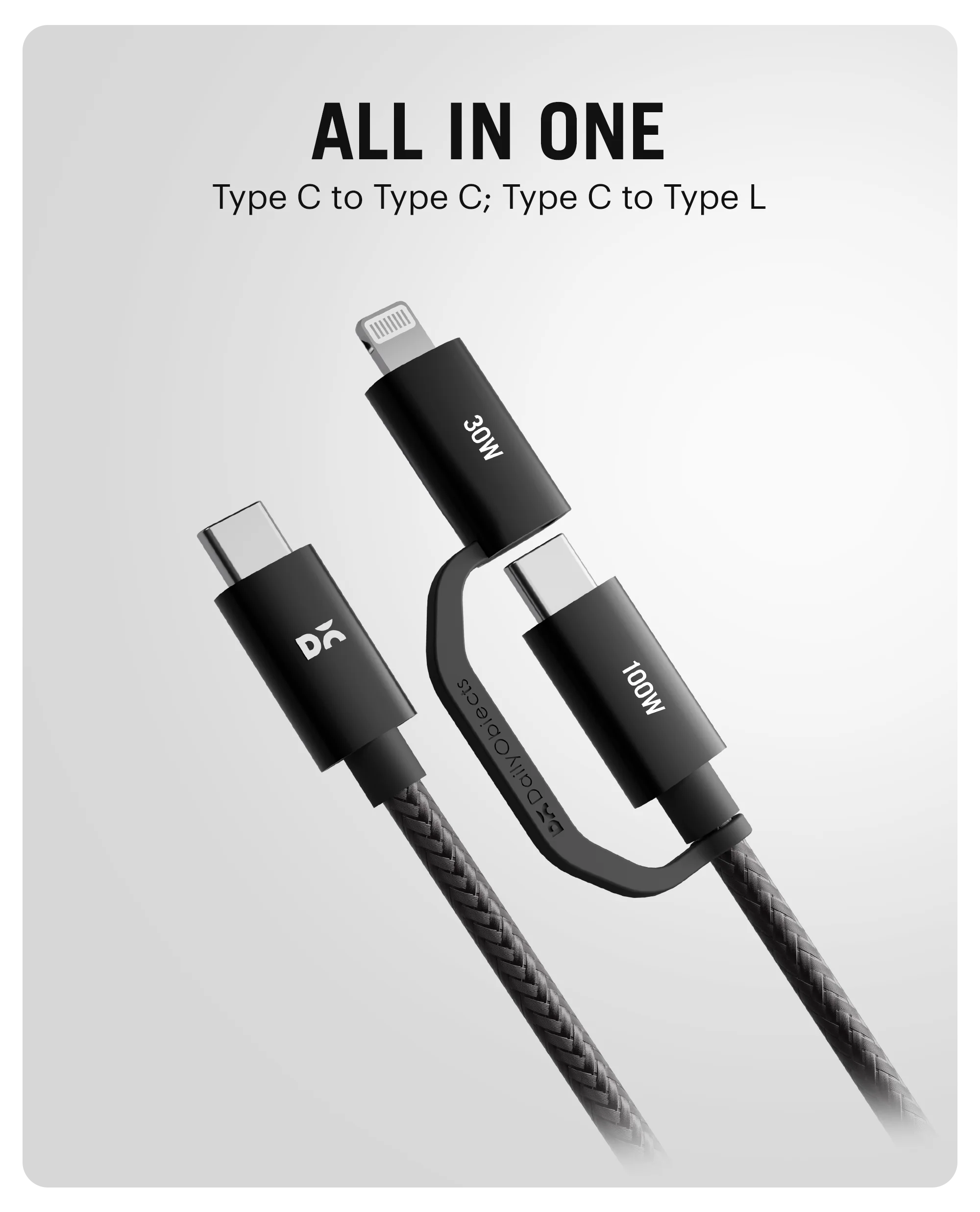 DailyObjects SURGE™ Kevlar Core 2-in-1 100W Apple Certified - MFi Charging Cable - Image 4